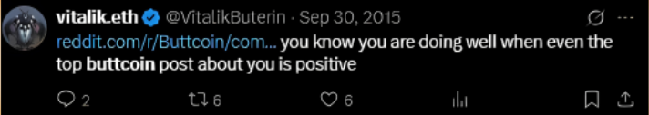 Vitalik Buterin tweet about Buttcoin 2015